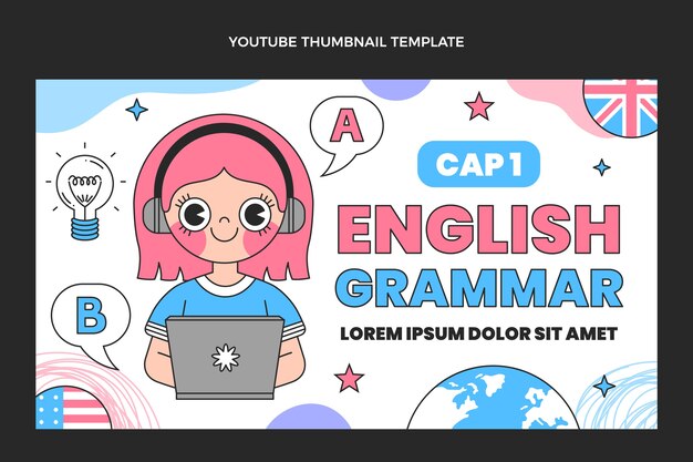 Hand drawn english lessons youtube thumbnail