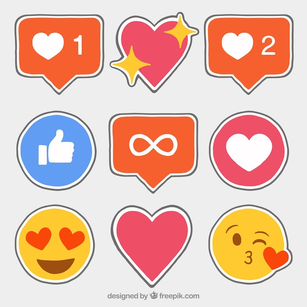Free Vector hand drawn facebook icons stickers