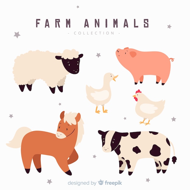 Free Vector hand drawn farm animal collection