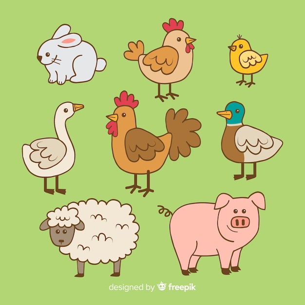 Hand drawn farm animal collection