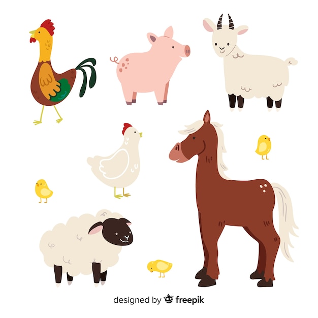 Hand drawn farm animal collection