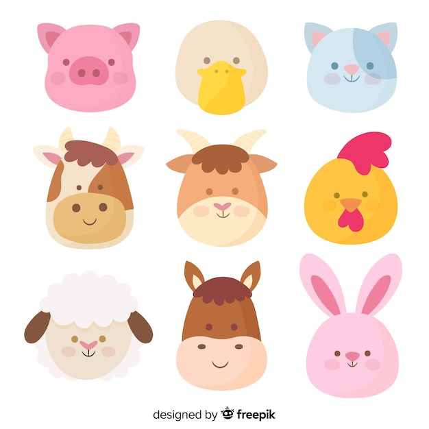 Free Vector hand drawn farm animal collection