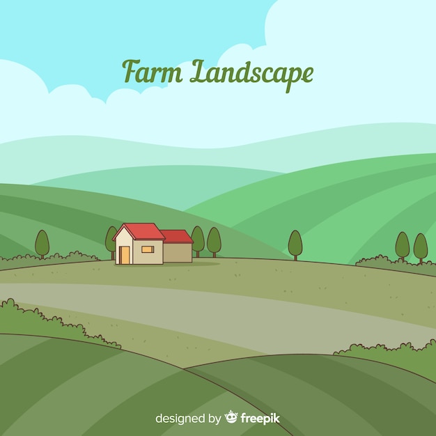 Free Vector hand drawn farm landscape