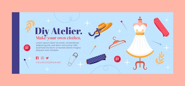 Free Vector hand drawn fashion atelier facebook cover