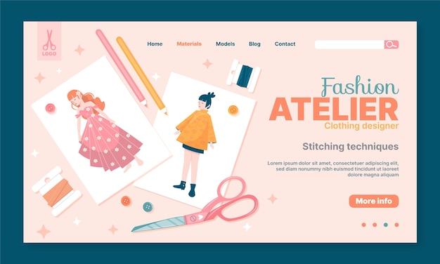 Hand drawn fashion atelier landing page