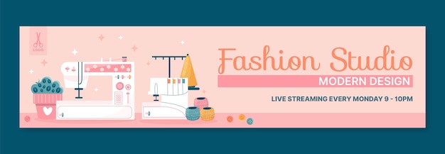 Hand drawn fashion atelier twitch banner