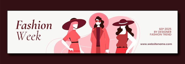 Free vector hand drawn fashion week  twitch banner