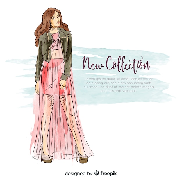 Hand drawn fashion woman illustration