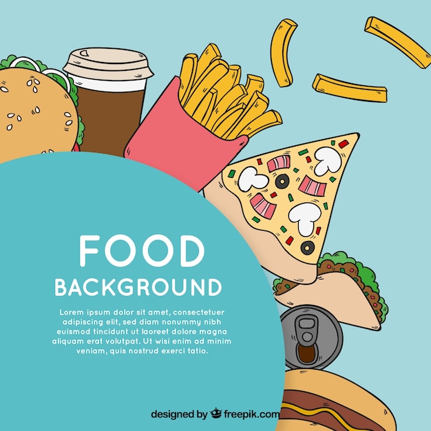 Hand drawn fast food background