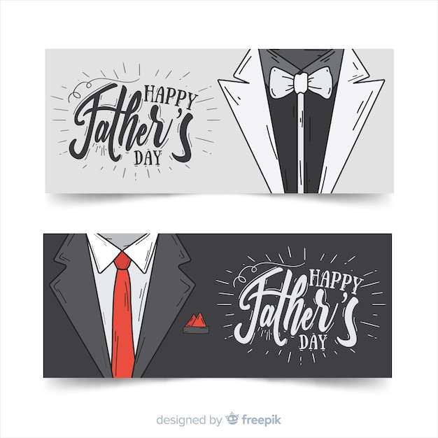 Free vector hand drawn father's day banners