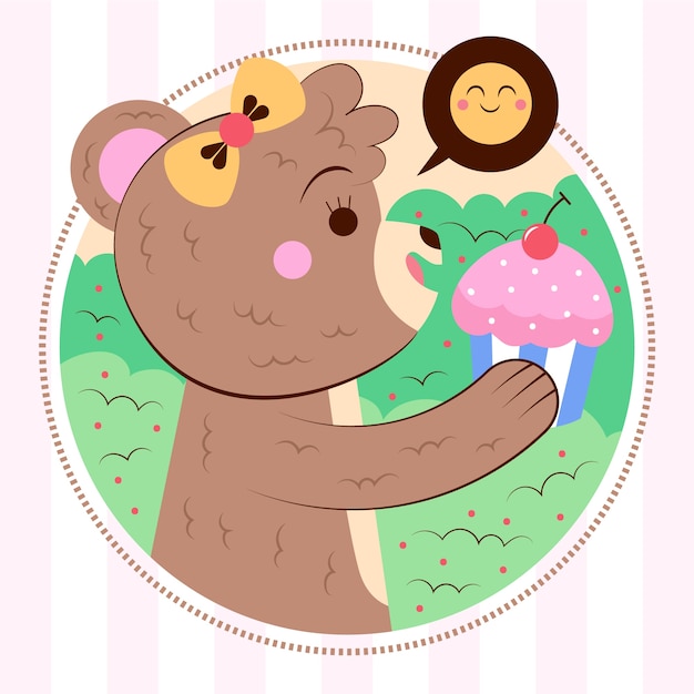 Free vector hand drawn female bear illustration