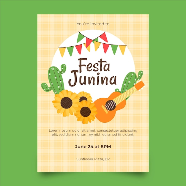 Hand drawn festa junina vertical poster template