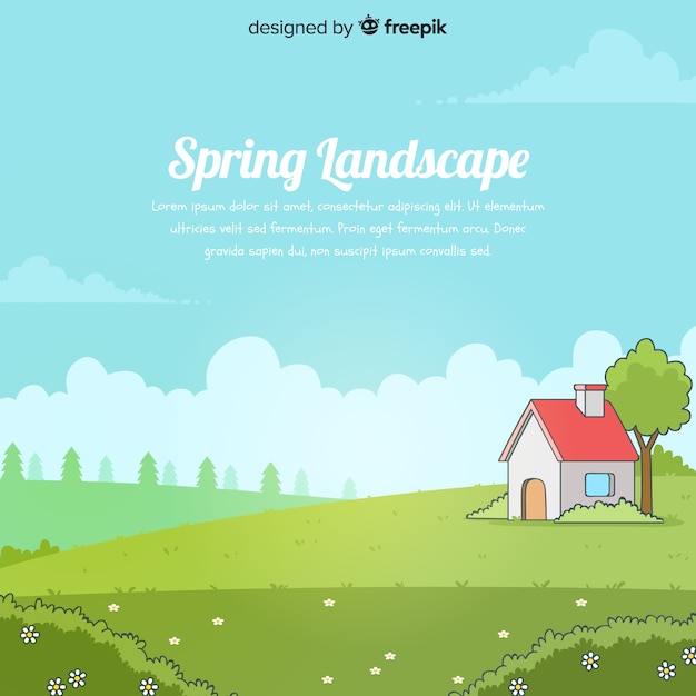 Free Vector hand drawn field spring background