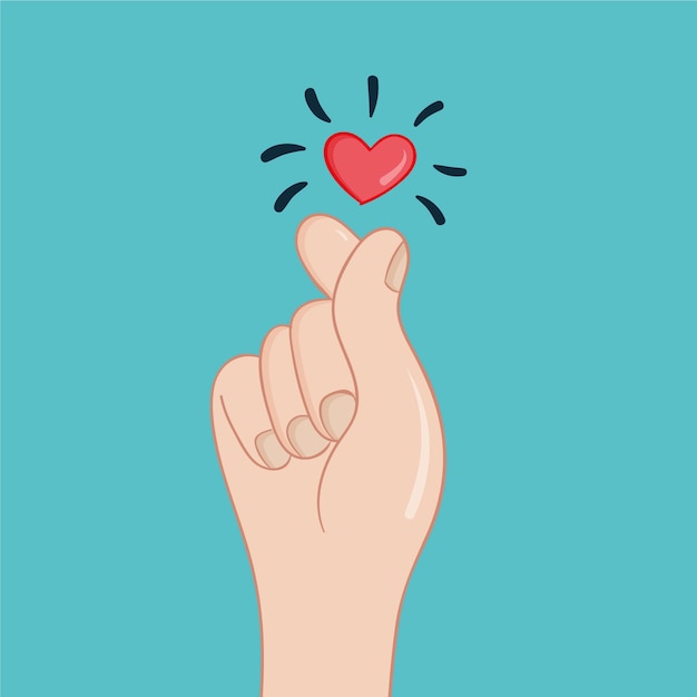 Free Vector hand drawn finger heart