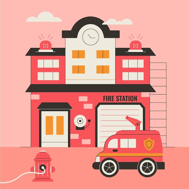 Free Vector hand drawn fire station