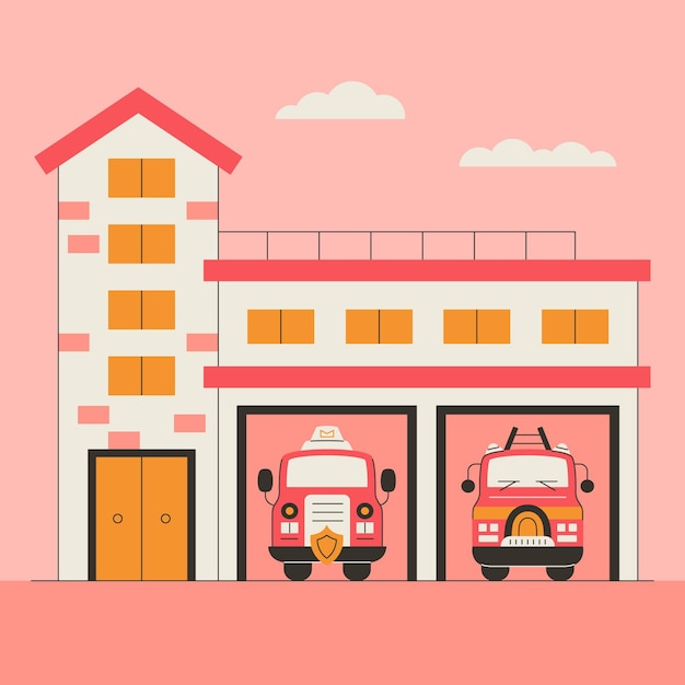 Hand drawn fire station