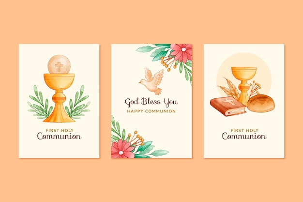 Free Vector hand drawn first communion card set