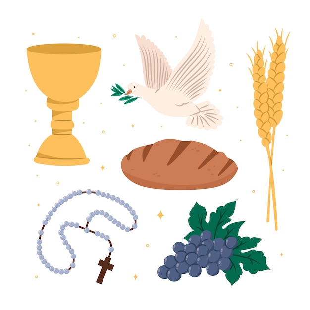 Free Vector hand drawn first communion element collection