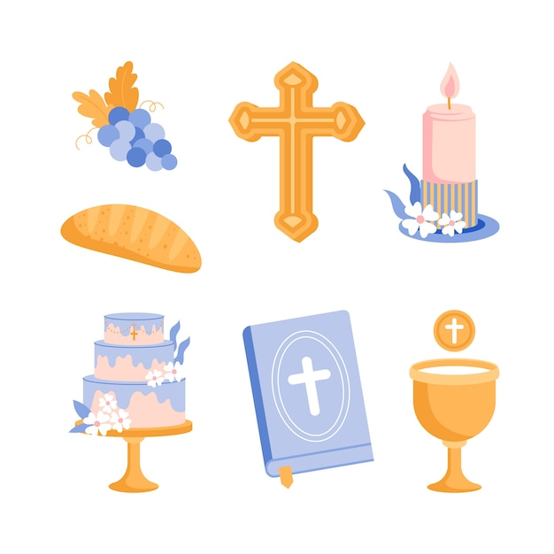 Free Vector hand drawn first communion element collection