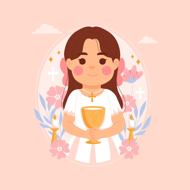 Free Vector hand drawn first communion girl illustration