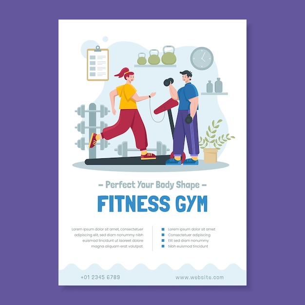 Hand drawn fitness gym poster