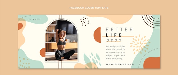 Free Vector hand drawn fitness social media cover template