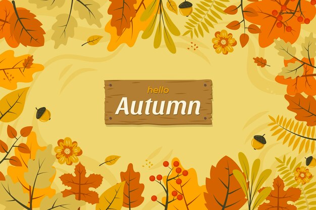 Hand drawn flat autumn background