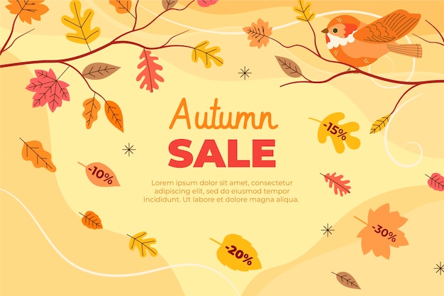 Free vector hand drawn flat autumn sale background