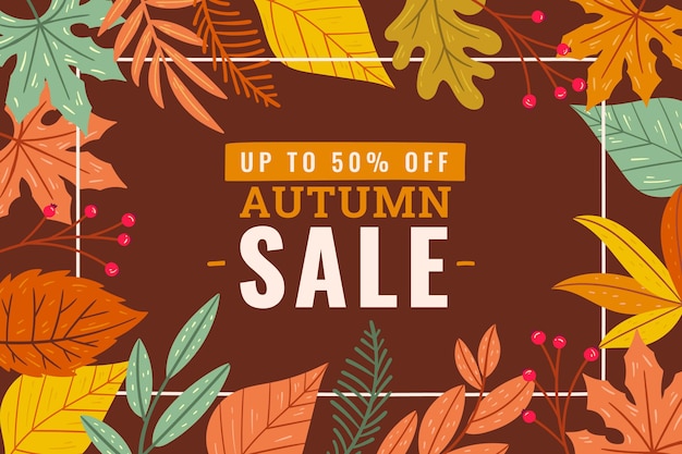 Hand drawn flat autumn sale background