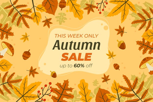 Hand drawn flat autumn sale background