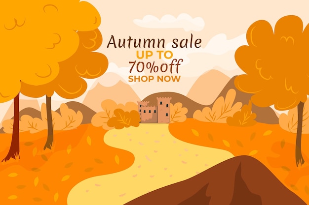 Free vector hand drawn flat autumn sale background