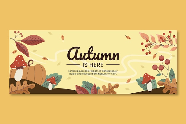 Hand drawn flat autumn social media cover template