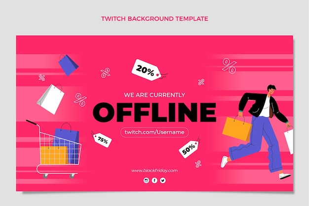 Free vector hand drawn flat black friday twitch background