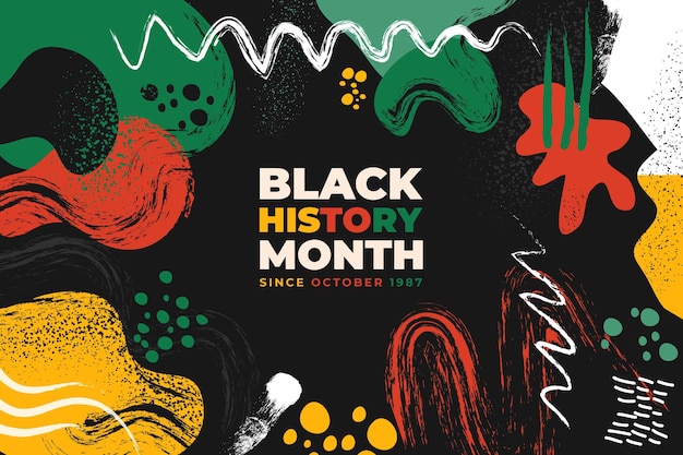 Hand drawn flat black history month background