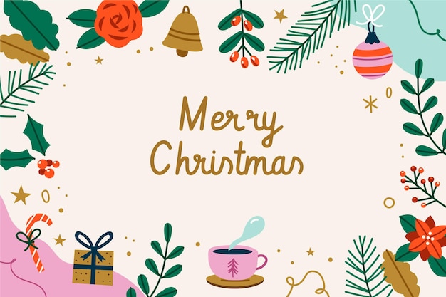 Free Vector hand drawn flat christmas background