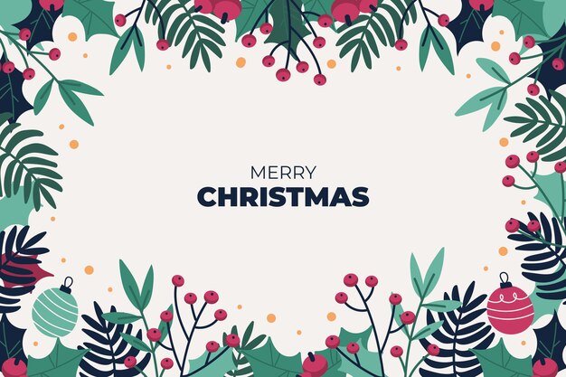 Hand drawn flat christmas background