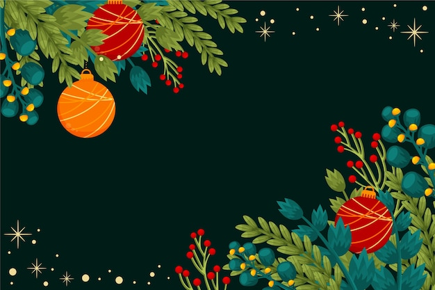 Free Vector hand drawn flat christmas background