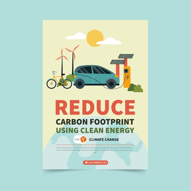 Hand drawn flat climate change vertical flyer template