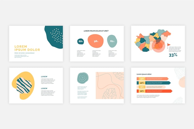 Free Vector hand drawn flat design business presentation templates