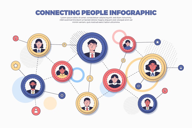 Free Vector hand drawn flat design connecting people infographic