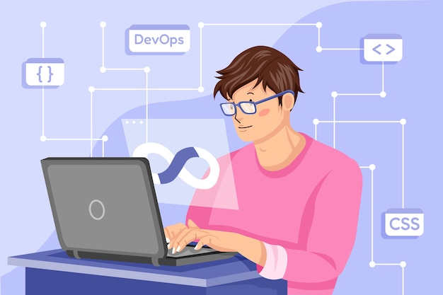 Free vector hand drawn flat design devops illustration