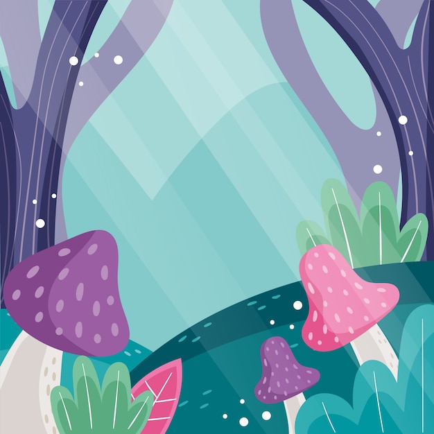 Free Vector hand drawn flat design enchanted forest frame