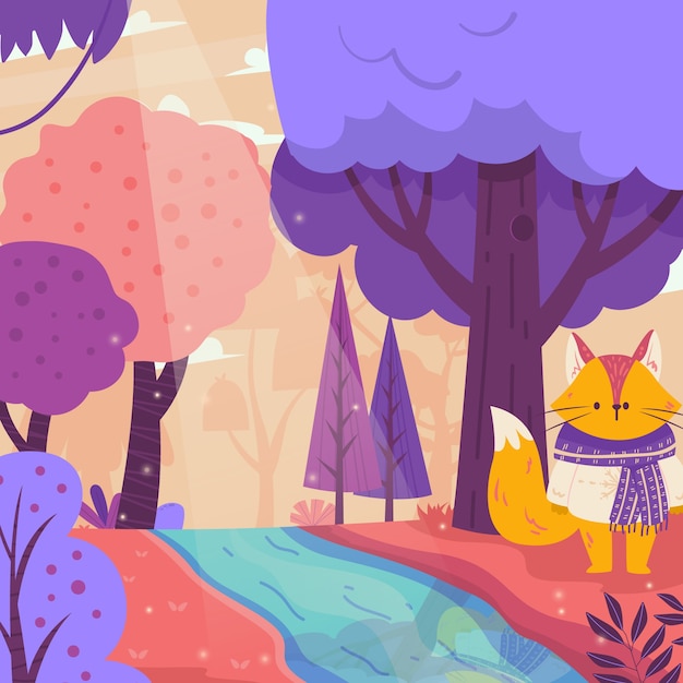 Free vector hand drawn flat design enchanted forest frame