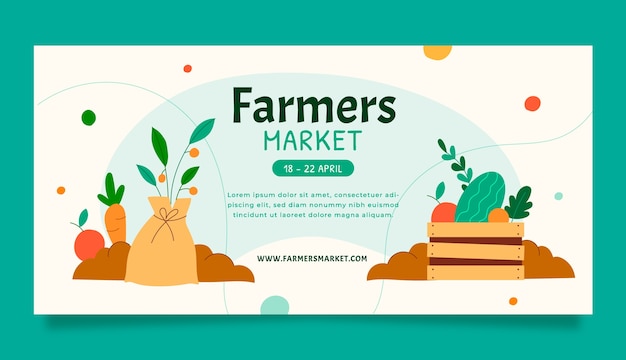 Free Vector hand drawn flat design farmers market banner