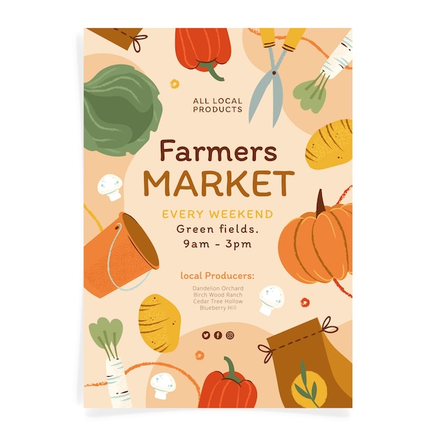 Free Vector hand drawn flat design farmers market illustration