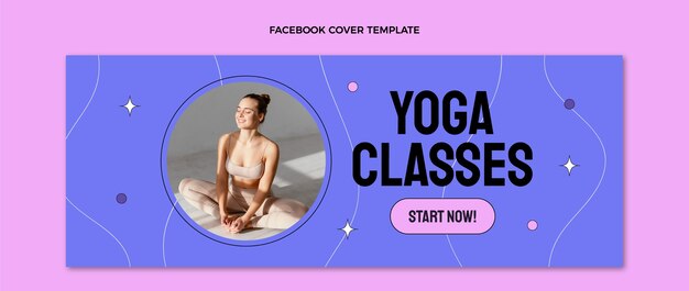 Hand drawn flat design fitness facebook cover