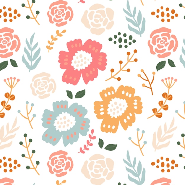 Free Vector hand drawn flat design floral pattern