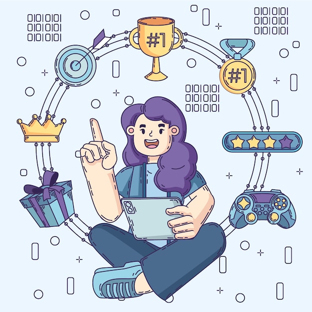 Free Vector hand drawn flat design gamification illustration