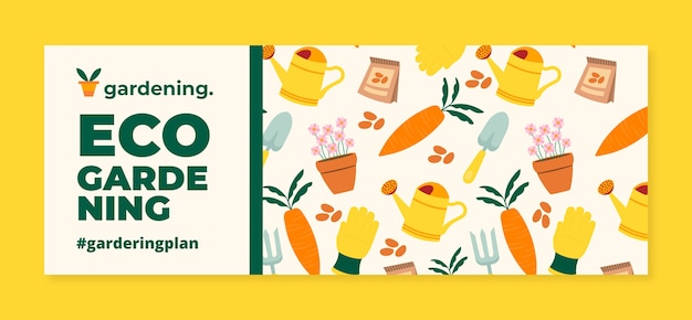 Hand drawn flat design gardening facebook cover