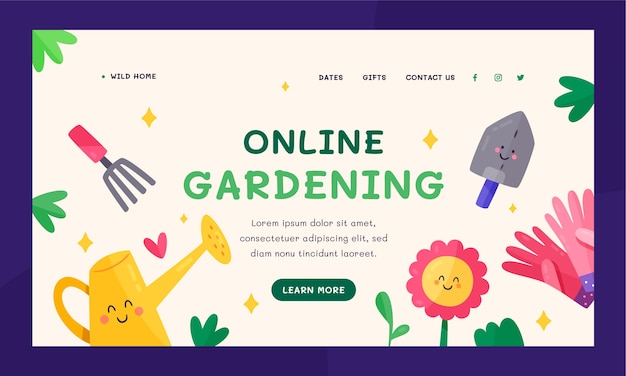 Free vector hand drawn flat design gardening template